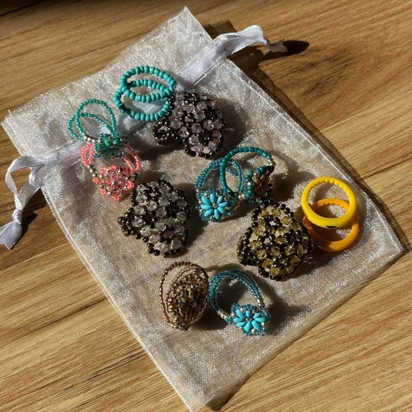 Handmade Beaded Floral Pattern Ring - Picture 7 of 7